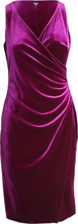 Ralph Lauren Lauren Ralph Lauren Ruched Wrap-effect Velvet Sleeveless Dress in Purple Polyester