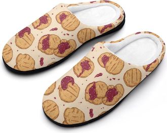 Generic Peanut Butter And Jelly Cookies Mens House Slippers Memory Foam Washable Cotton Slip on Home Shoes