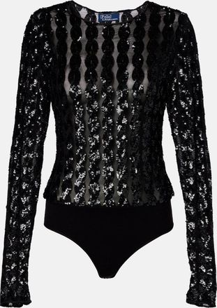 Polo Ralph Lauren Sequined mesh and jersey bodysuit
