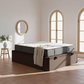 Colch&oacute;n Morfeo Pack canap&eacute; wengu&eacute; + colch&oacute;n de lino + almohadas, 135x190 cm