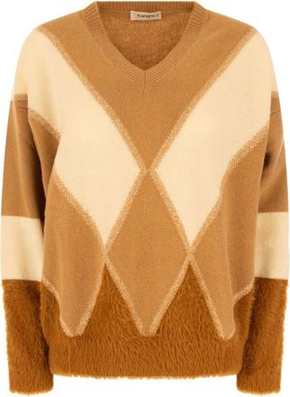 KANGRA Geborduurd wolmix trui - Dames - Truien - Beige - Maat: L Wol