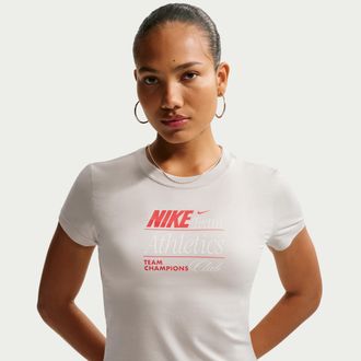 Nike Womens Nike Sportswear Chill Knit Slim Mod-Cropped T-Shirt in Grey | IR7862-072