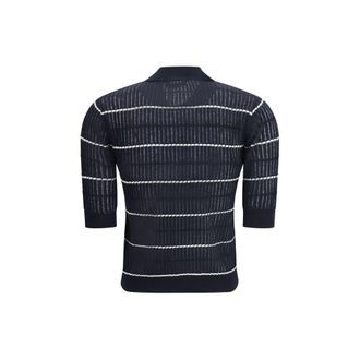 Max Mara Womens Blue Silk Polo Shirt