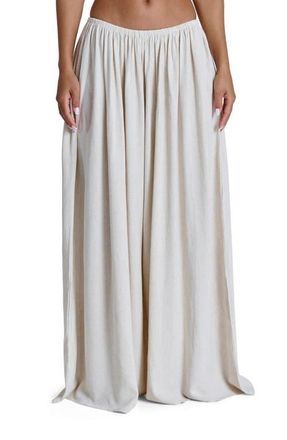 Naked Wardrobe Cotton & Linen WIde Leg Pants in Cream at Nordstrom, Size X-Small