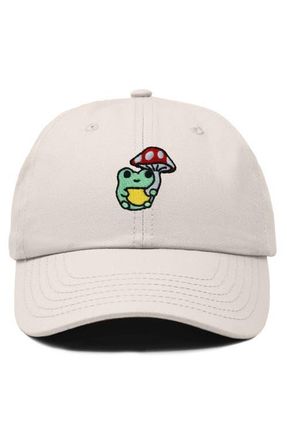 Dalix Mushroom Frog Embroidered Hat in Beige at Nordstrom