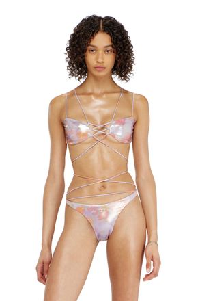 Diesel Strappy metallic bikini top with floral print - Bras - Woman