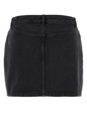 A.P.C. Womens Black Denim Mini Skirt Washedblack Exterior: Cotton Gonne