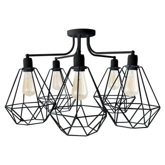 Netlighting Karo Multi Arm Semi Flush Ceiling Light Black 75cm
