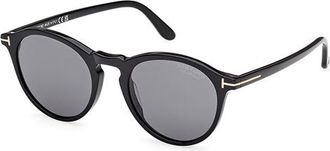 Tom Ford Aurele Smoke Polarized Round Mens Sunglasses FT0904 01D 50