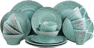 Elama Malibu Waves 16-Piece Dinnerware Set in Blue at Nordstrom