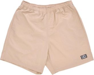 Obey Nylon shorts met elastische sluiting en zakken - Heren - Korte Broeken - Beige - L - Nylon - Korte Broeken