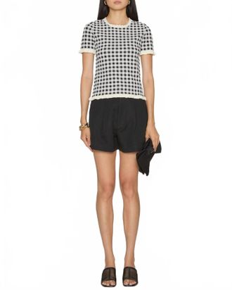 Sea New York Saige Gingham Knit Short Sleeve Top In Multi
