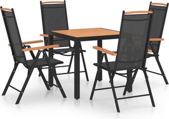 vidaXL Juego De Comedor De Jard&iacute;n 5 Piezas Aluminio Negro Vidaxl