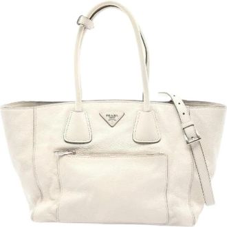 Prada Pre-owned Tote Bags, female, White, Size: ONE SIZE Pre-owned Leather Handbag