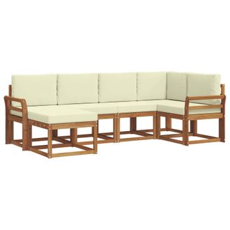 vidaXL Conjunto De Sof&aacute;s De Exterior Con Coj&iacute;n 6 Pcs Natural Y Crema Vidaxl