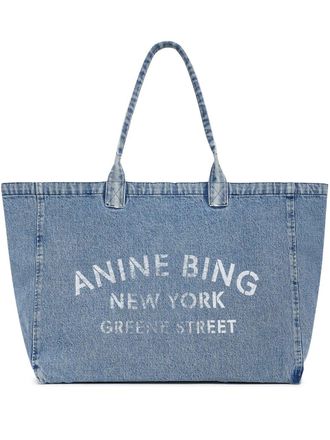 Anine Bing Leo Denim Tote Shadow Blue