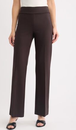 Anne Klein High Waist Wide Leg Pull-On Pants in Deep Mahogany at Nordstrom, Size Xx-Small