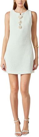 endless rose Floral Trim Sleeveless Tweed Minidress in Ivory at Nordstrom, Size Large