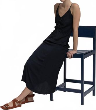 Cali Dreaming Womens Ruched Slip Dress In Onyx