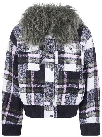 Essentiel Bomber Jacket Faux Fur Collar Kpop