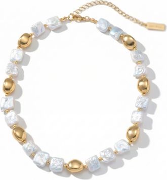 Pompeii3 Pina Square Pearl 18k Yellow Gold Necklace