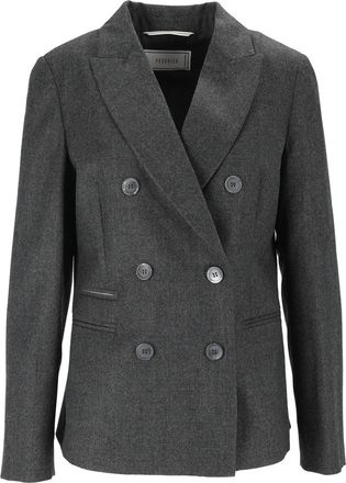 PESERICO Tailored Structured Shoulders Double-Breasted Blazer