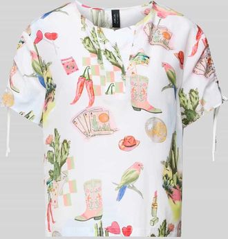 Marc Cain Regular Fit Bluse im Allover-Look in Weiss, Gr&ouml;&szlig;e 34