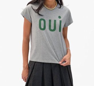 Clare Vivier Oui Classic Tee In Grey Melange