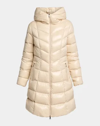 Moncler Marusse Hooded Mid-Length Down Jacket