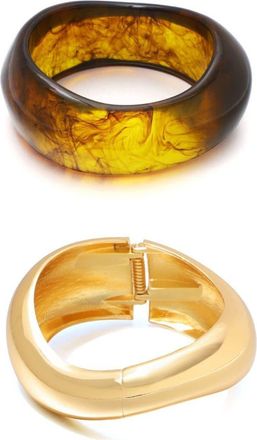 Adornia Set of 2 Assorted Chunky Bracelets in Brown/Gold at Nordstrom Rack