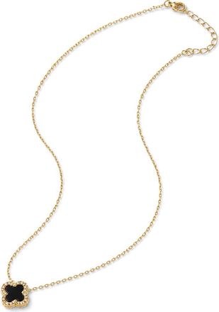 Argento Vivo Black Onyx Clover Pendant Necklace in Gold at Nordstrom