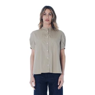 Aspesi Shirts, female, Gray, Size: S Short-sleeve Poplin Shirt