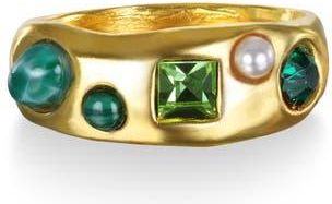 Sequin Rococo Crystal & Faux Pearl Ring in Green at Nordstrom, Size 7