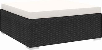 vidaXL Reposapies Seccional Con Coj&iacute;n 1 Uds Rat&aacute;n Sint&eacute;tico Negro Vidaxl