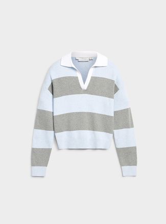 Contemporaine Womens Rugby stripes Johnny-collar sweater