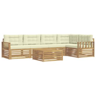 vidaXL Conjunto De Sof&aacute;s De Exterior 6 Pcs Blanco Y Crema Poli&eacute;ster Vidaxl