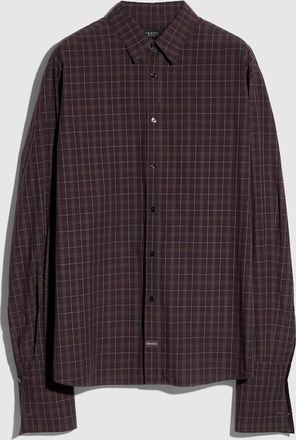 Gucci Checked Washed Cotton Shirt, Size XXL, Bordeaux