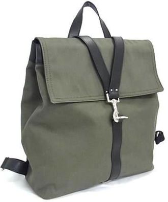 Valentino Garavani Black Green Khaki Canvas Backpack (Pre-Owned)