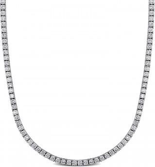 Allurez Round Cut Lab Grown Diamond Tennis Necklace 14K White Gold (12.27ct)