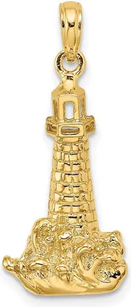 Diamond2Deal 14k Yellow Gold Lighthouse Wave Charm