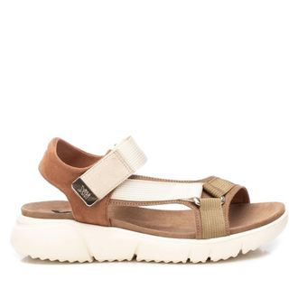 Xti Womens Suede and Canvas Sandals 14141701 Brown 7
