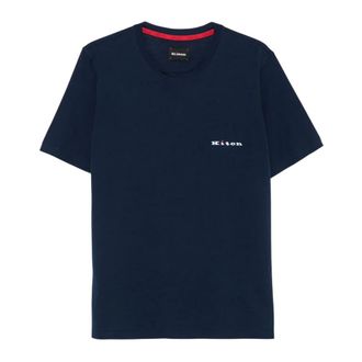 Kiton T-Shirts, male, Blue, Size: 2XL Crew-neck T-Shirt