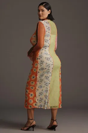 CeliaB Long-Sleeve Mesh Midi Dress