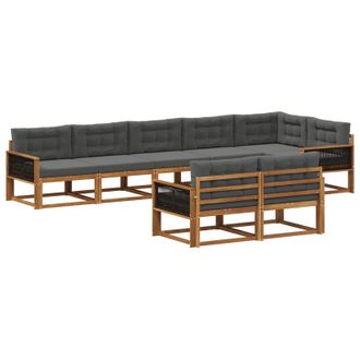 vidaXL Conjunto De Sof&aacute;s De Exterior 8 Pcs Natural Y Antracita Vidaxl