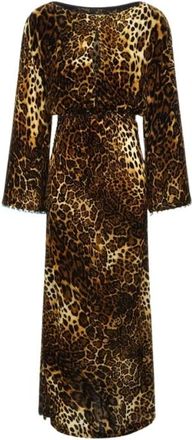 Roberto Cavalli Kleedjes, Dames, Bruin, S, Polyester, Jurk van fluweel met luipaardprint