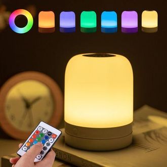 OEM Luz Nocturna Para Beb&eacute;s, Peque&ntilde;a L&aacute;mpara De Mesita De Noche Recargable Por Usb, Luz Nocturna Led De 13 Colores Rgb, Brillo Ajustable, Control T&aacute;ctil