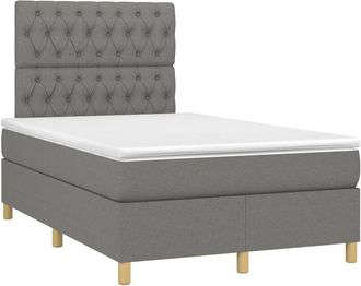 vidaXL Cama Box Spring Con Colch&oacute;n Y Led Tela Gris Oscuro 120x200 Cm Vidaxl