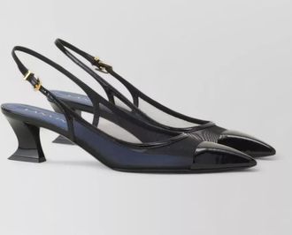 Lanvin pointed toe mesh slingback kitten heel pumps