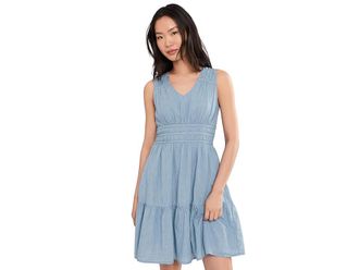 Tommy Bahama Voile Voyage Sleeveless Short Dress Womens Dress Port Side Blue : LG (US 12-14), Cotton