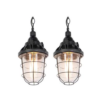 QAZQA Set of 2 Industrial Pendant Lights Black - Cabin